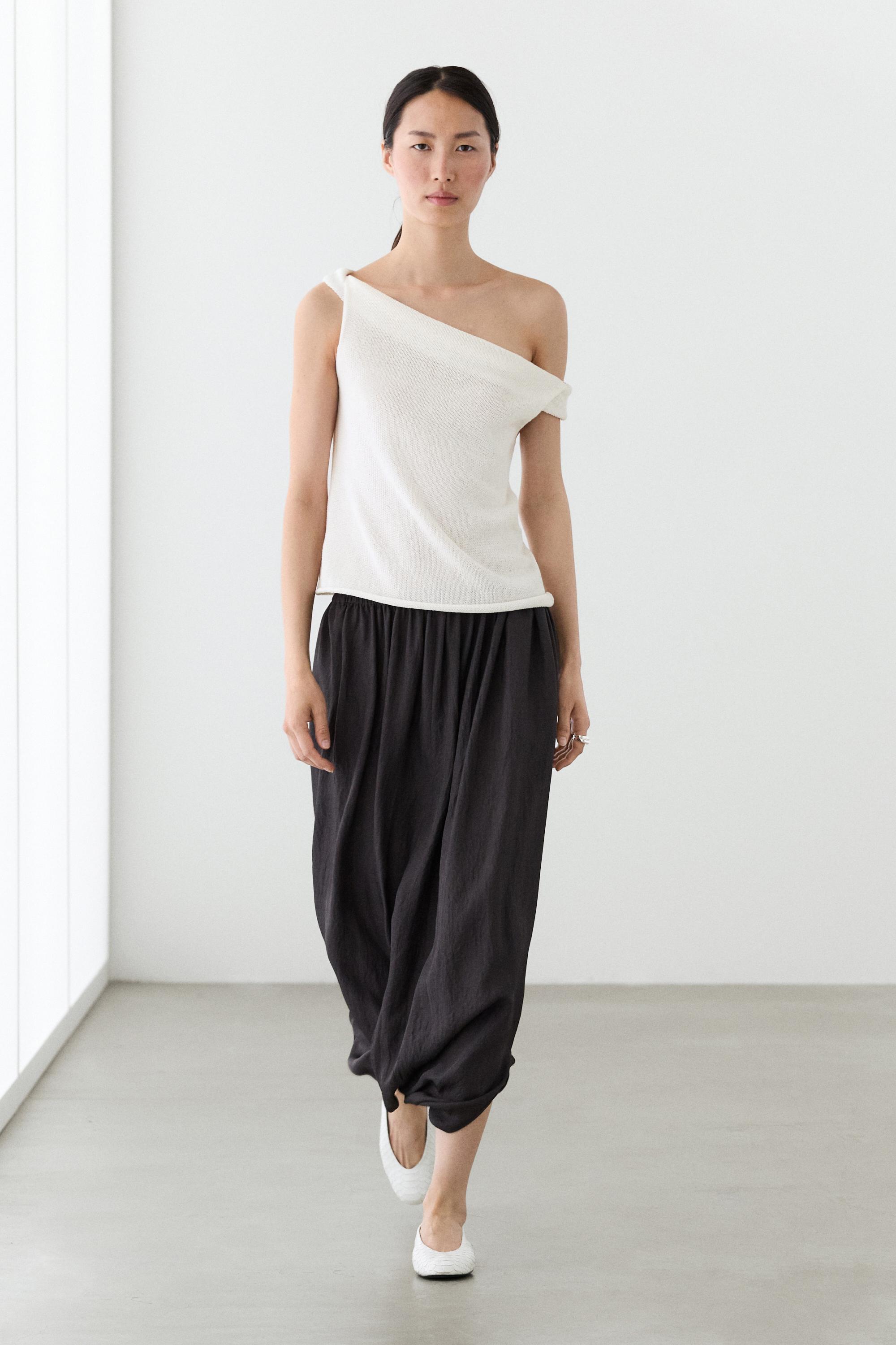 Top bustier en maille côtelée